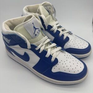 Size 6.5 Retro 2010 Nike Air Jordan Mid High Top Basketball Shoes Blue White EUC